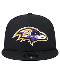 New Era Big Boys and Girls Black Baltimore Ravens Main Trucker 9FIFTY Snapback Hat