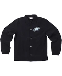 Wes & Willy Big Boys and Girls Black Philadelphia Eagles T Buck's Full-Snap Coaching Jacket