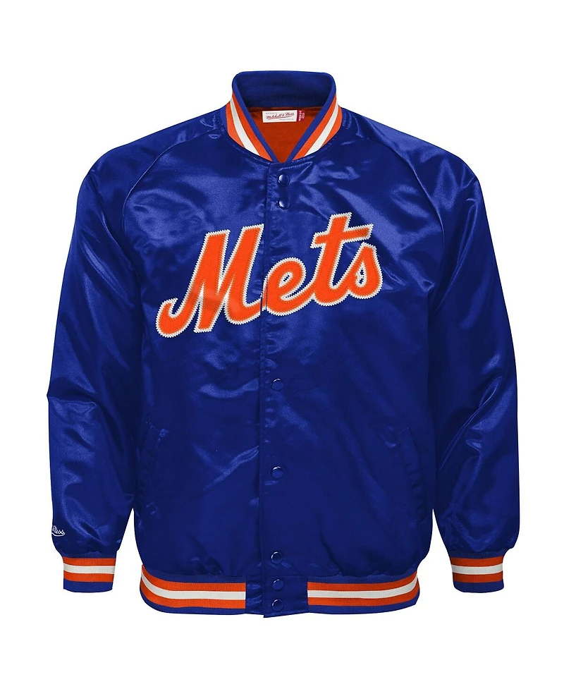 Mitchell & Ness Big Boys and Girls Royal New York Mets Cooperstown Collection Raglan Satin Full-Snap Jacket