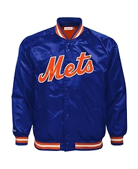 Mitchell & Ness Big Boys and Girls Royal New York Mets Cooperstown Collection Raglan Satin Full-Snap Jacket
