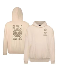 LevelWear Men's Cream Buffalo Sabres Contact Stamp Pullover Hoodie