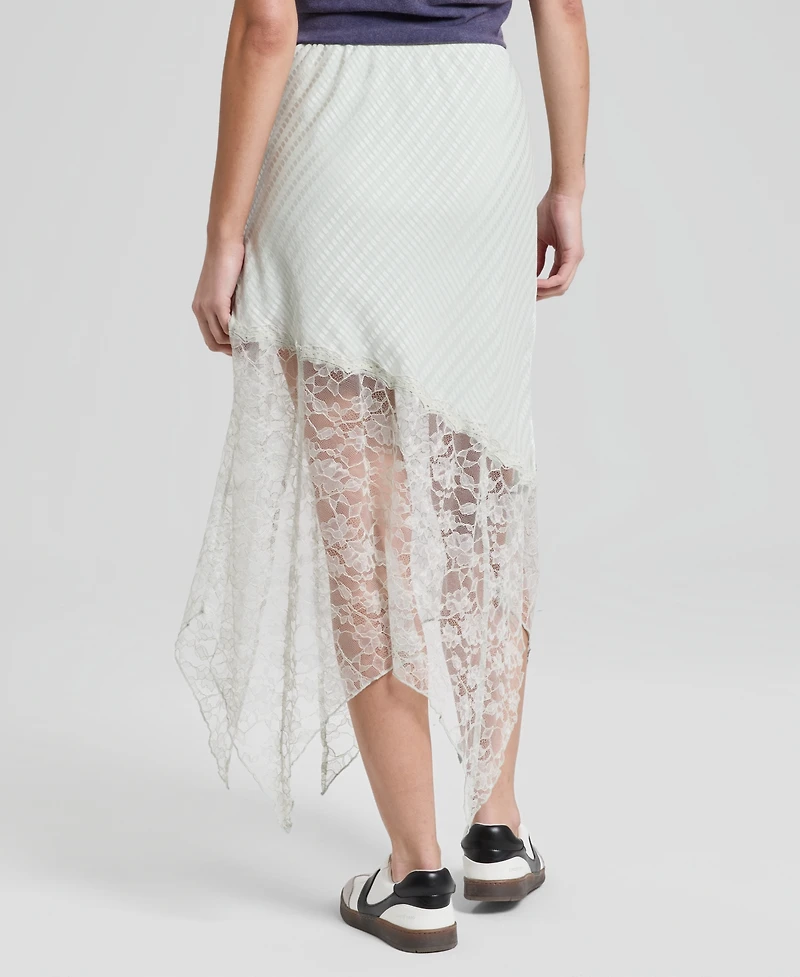 And Now This Women's Asymmetric Satin & Lace Skirt, Macy's Exclusive