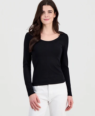 Hippie Rose Juniors' Jersey Knit Long-Sleeve Top