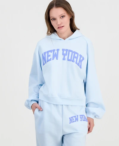 Self Esteem Juniors' New York Puff Print Hoodie Sweatshirt