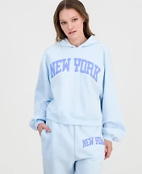 Self Esteem Juniors' New York Puff Print Hoodie Sweatshirt