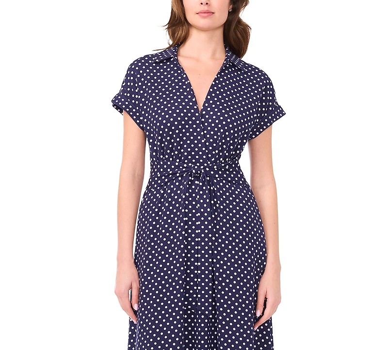 Msk Women's Polka-Dot Midi Dress