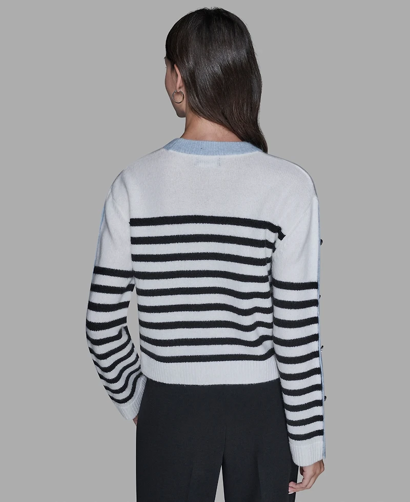 Karl Lagerfeld Paris Petite Crewneck Long-Sleeve Sweater