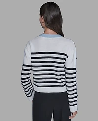 Karl Lagerfeld Paris Petite Crewneck Long-Sleeve Sweater