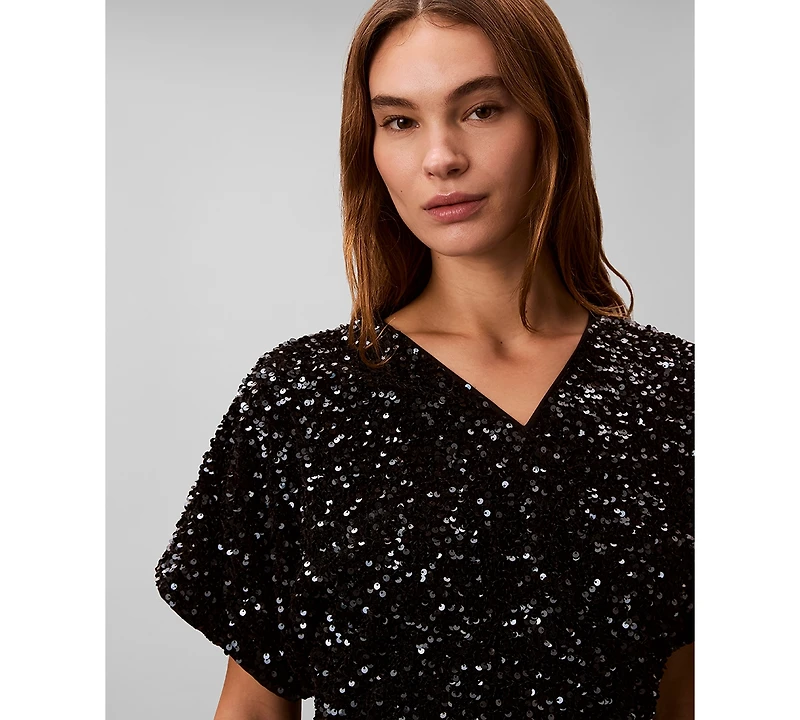 Calvin Klein Women's V-Neck Sequin Top
