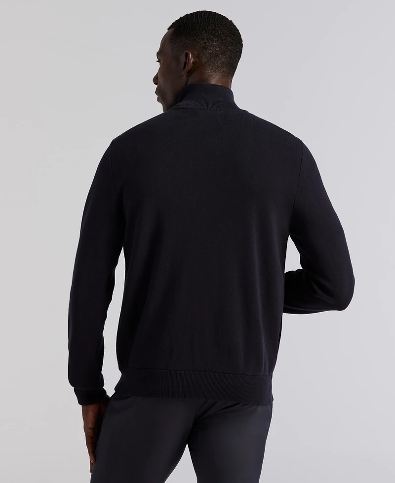 Perry Ellis Men's Quilted Front Zip Sweater