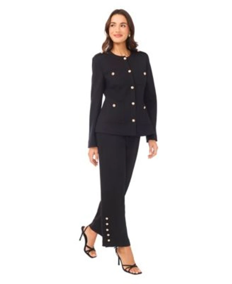 Cece Womens Long Sleeve Knit Blazer Tailored Pants