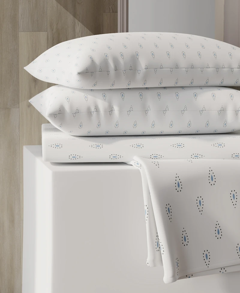 Color Sense Brushed Cool Crisp Printed Cotton 4-Pc. Sheet Set