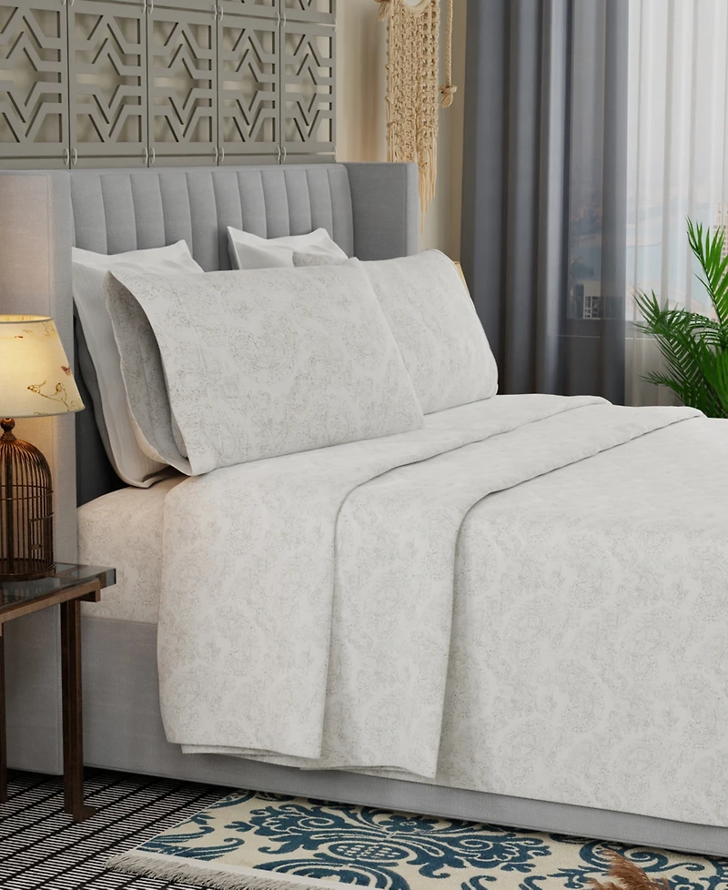 Color Sense Brushed Cool Crisp Percale Printed 3-Pc. Sheet Set, Twin Xl