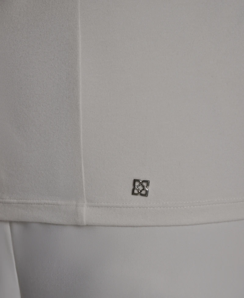 Bcbg Women's Pleated Mock Neck Flutter Sleeve Top