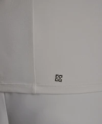 Bcbg Women's Pleated Mock Neck Flutter Sleeve Top