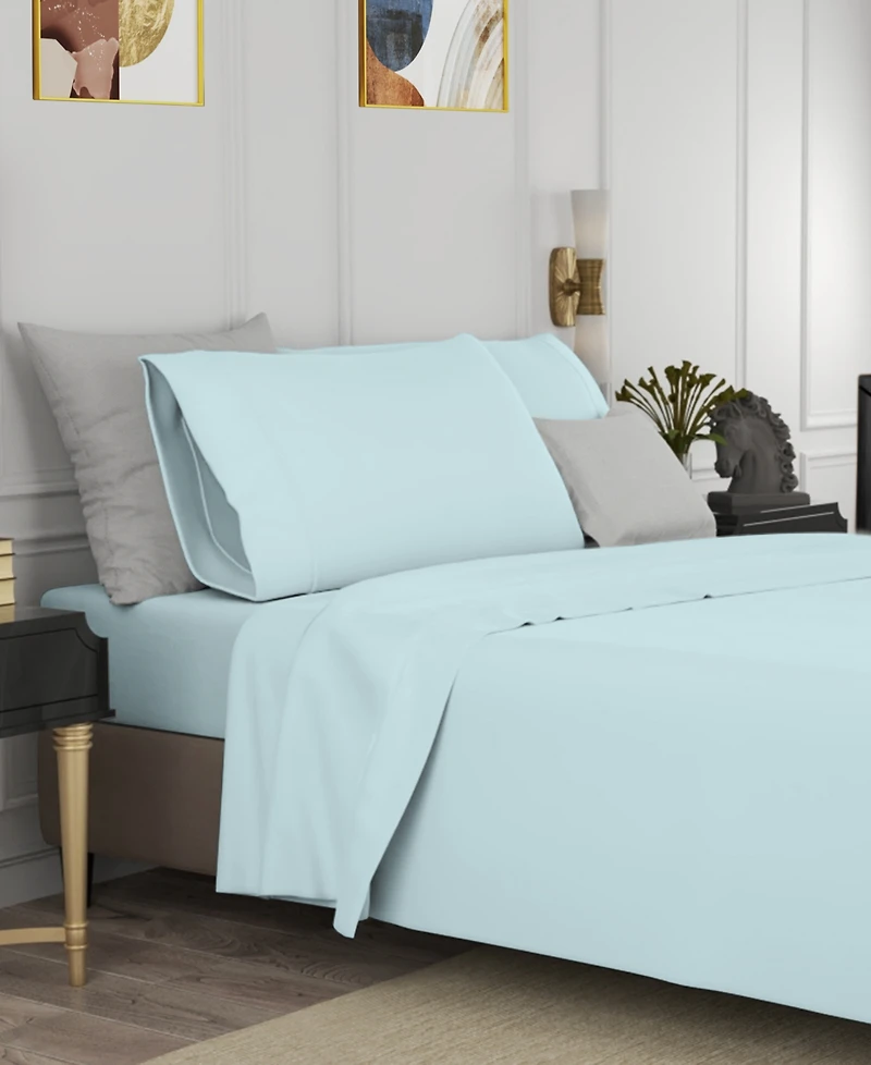 Color Sense Brushed Cool Crisp Solid Cotton 4-Pc. Sheet Set