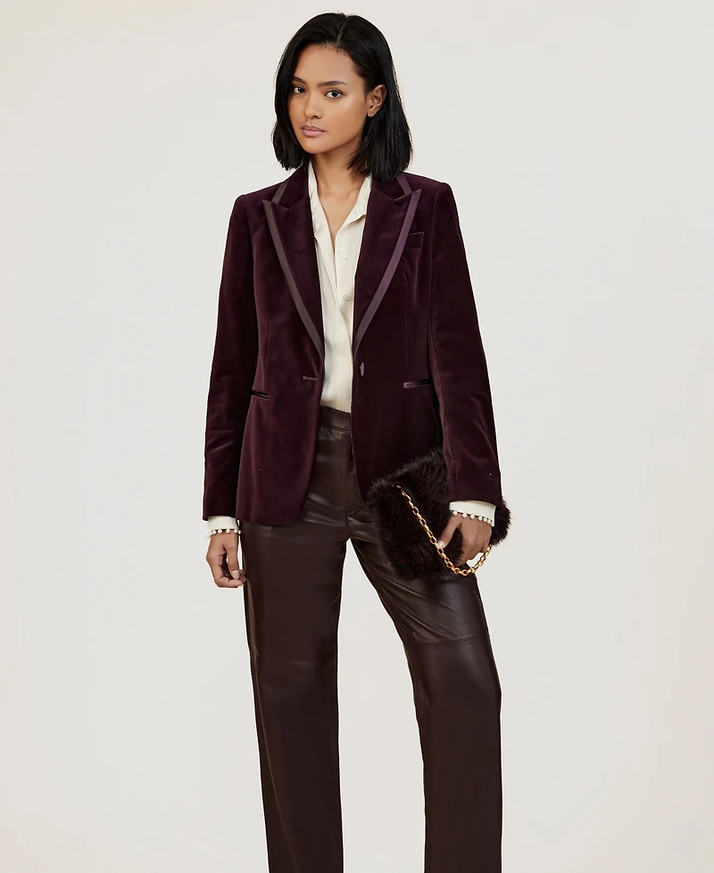 Reiss Women's Elia Velvet Single-Breasted Suit Blazer