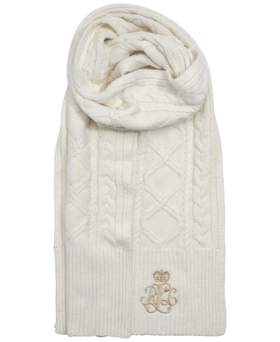 Lauren Ralph Cable Scarf With Direct Embroidery And Stones