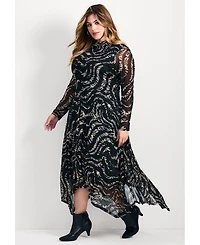 Avenue Women's Mere Mesh Printed High Neck Dress