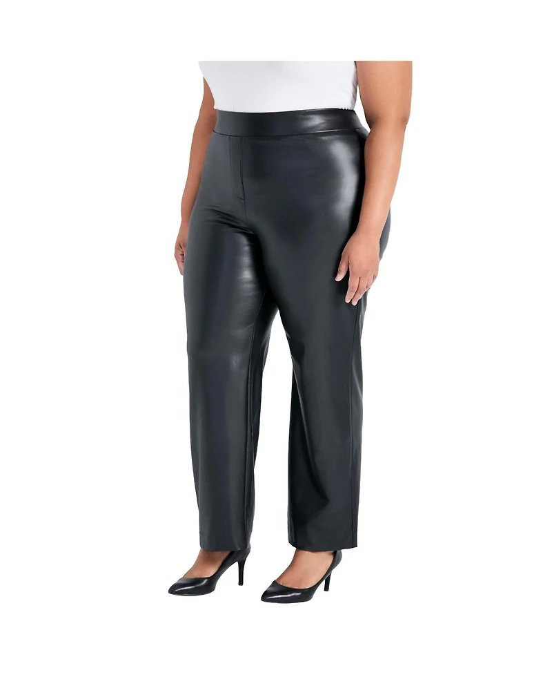 Avenue Women's Plus Tessa Leather Wide Leg Pant
