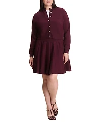 Eloquii Women's Pleated Sweater Mini Skirt