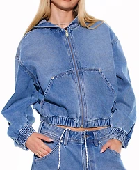 Abrand Women's Hooded Long-Sleeve Bomber Jacket