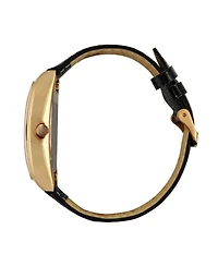 Peugeot Men's Vintage 49mm x 38mm Rose Gold Tonneau Shaped Watch with Black Leather Band