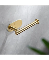 Adhesive Paper Holder - Brushed Brass Comfort Room Roll Holder Stick on Wall for Bathroom, Sus 304 Stainless Steel