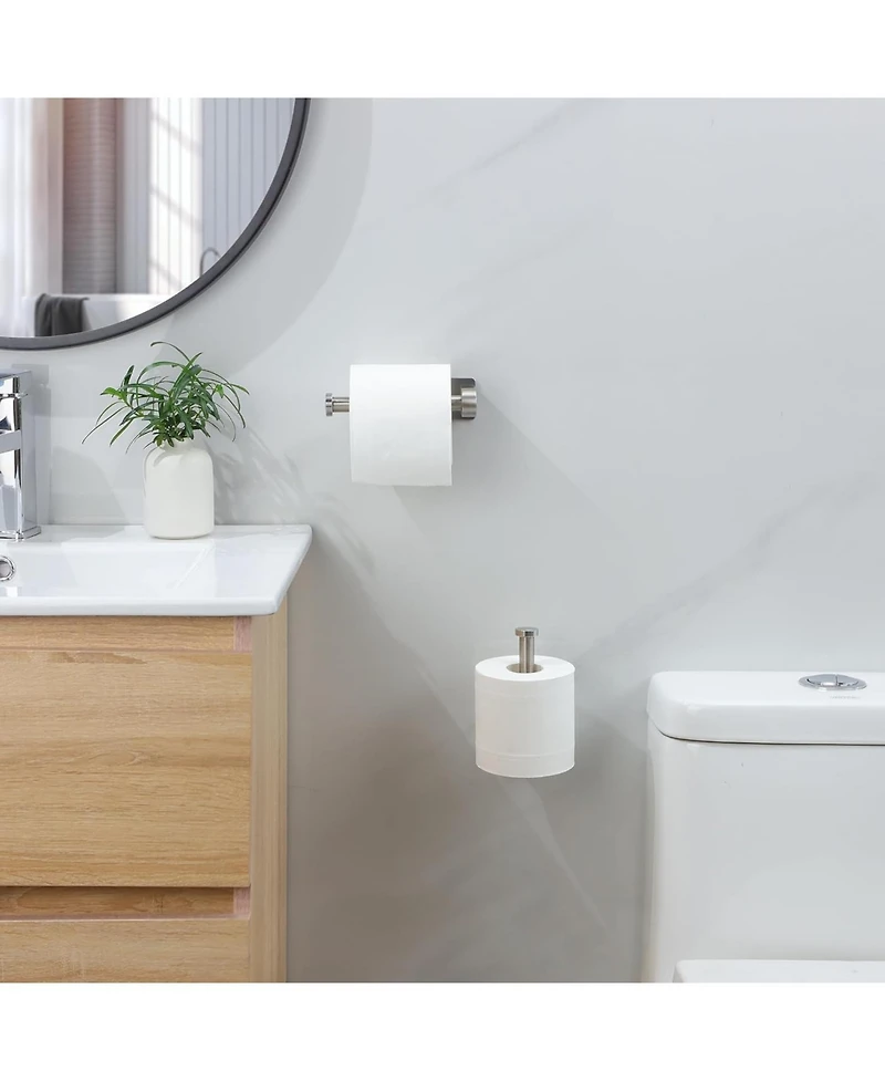 Self Adhesive Comfort Room Paper Holder - Bathroom Paper Holder Stand no Drilling Stainless Steel Brushed