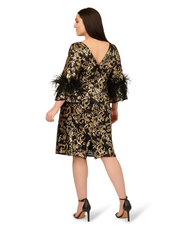 Adrianna Papell Plus Sequin Embroidered Cocktail Dress