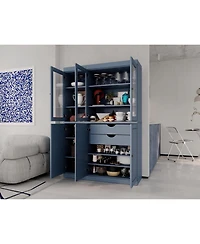 Palace Imports 100% Solid Wood 48.5" Pantry China Cabinet with Raised Panel, Clear Glass Doors, 2-Drawers & Adjustable Shelves