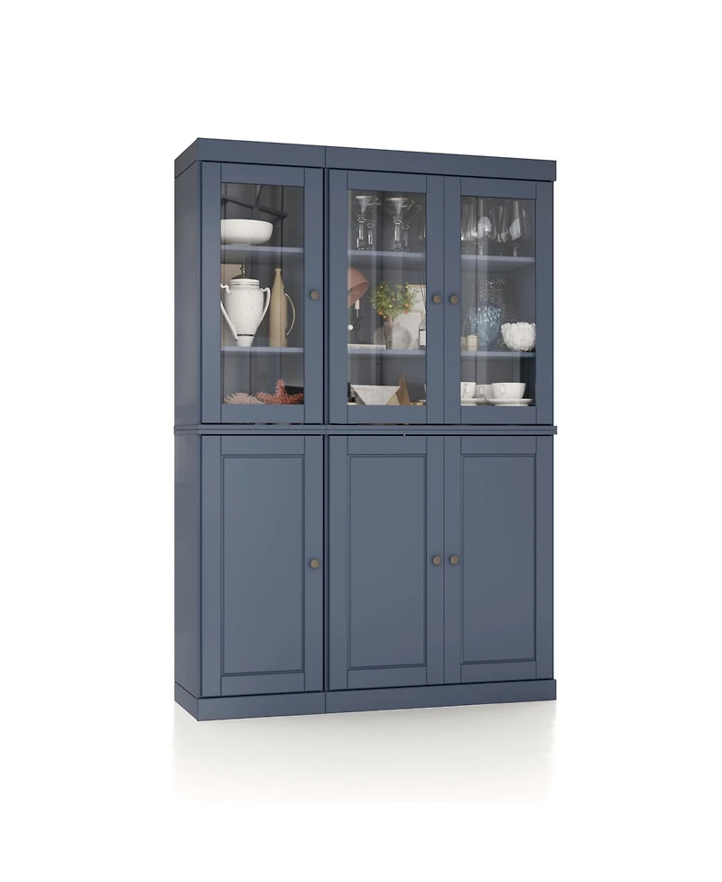 Palace Imports 100% Solid Wood 48.5" Pantry China Cabinet with Raised Panel, Clear Glass Doors, 2-Drawers & Adjustable Shelves