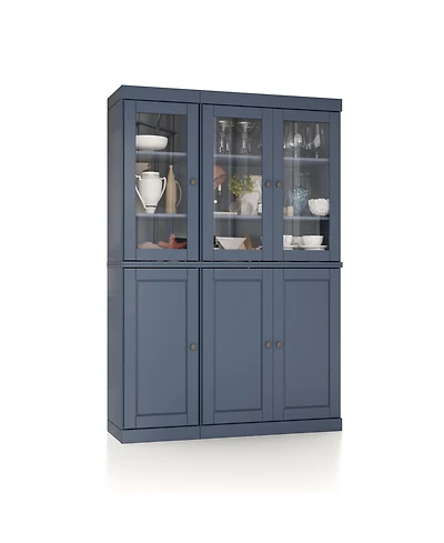 Palace Imports 100% Solid Wood 48.5" Pantry China Cabinet with Raised Panel, Clear Glass Doors, 2-Drawers & Adjustable Shelves