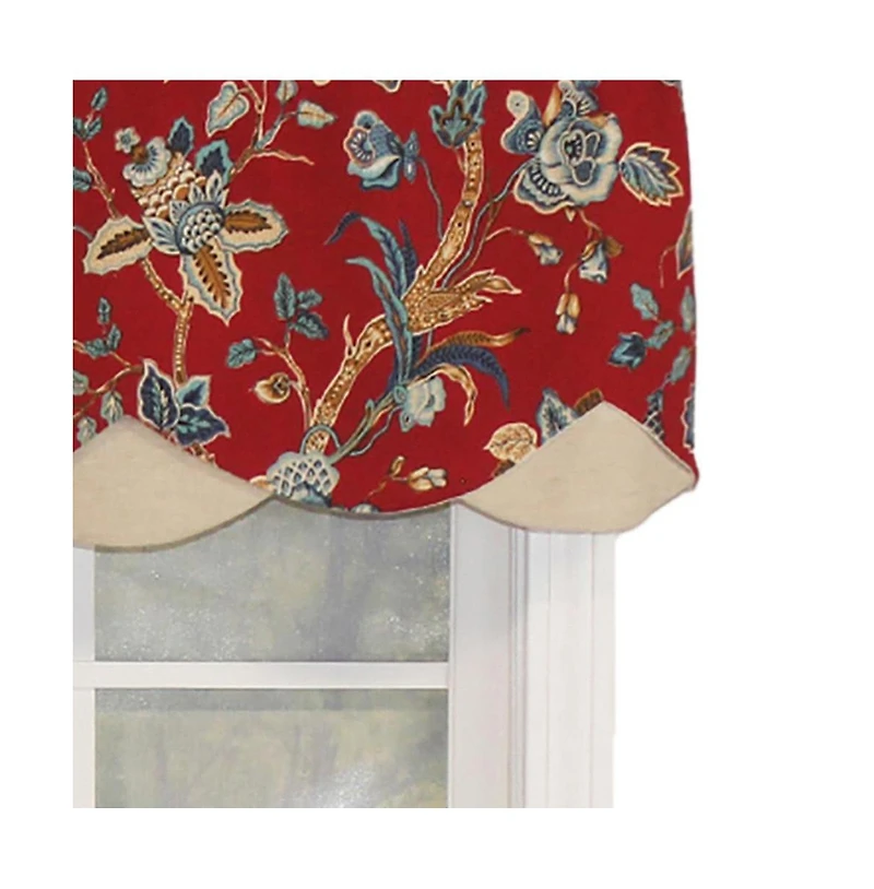 Rlf Home Gianna Petticoat Valance Red. 3"Rod Pocket, Contrast Bottom fabric. 50"W x 15"L