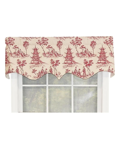 Naomi Regal Oriental Motive 3" Rod Pocket Valance 50" x 17" Red by Rlf Home
