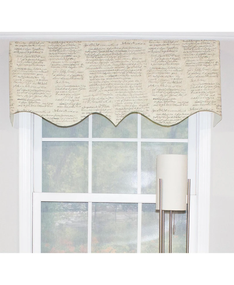 Rlf Home Cursive Regal 100% Cotton with Fully Lined 3" Rod Pocket Valnance for Windows 50" x 17" Putty