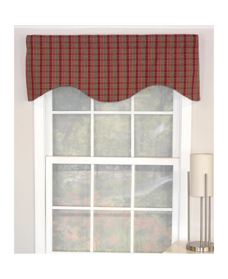 Rlf Home Gabriel Check Cornice 100% Cotton with Fully Lined 3" Rod Pocket Valnance for Windows 50" x 17" Grape