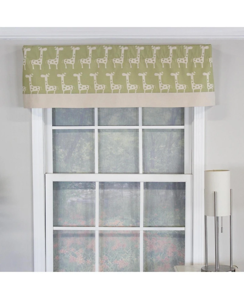 Rlf Home Girafee Banded 100% Cotton with Fully Lined 3" Rod Pocket Valnance for Windows 50" x 15" Fern