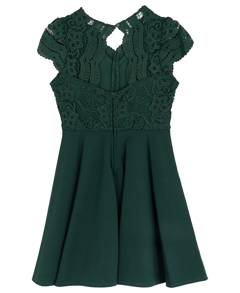 Rare Editions Girls 7-16 Lace and Skater Short-Sleeve Dress