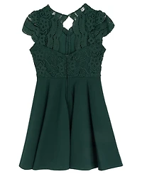 Rare Editions Girls 7-16 Lace and Skater Short-Sleeve Dress