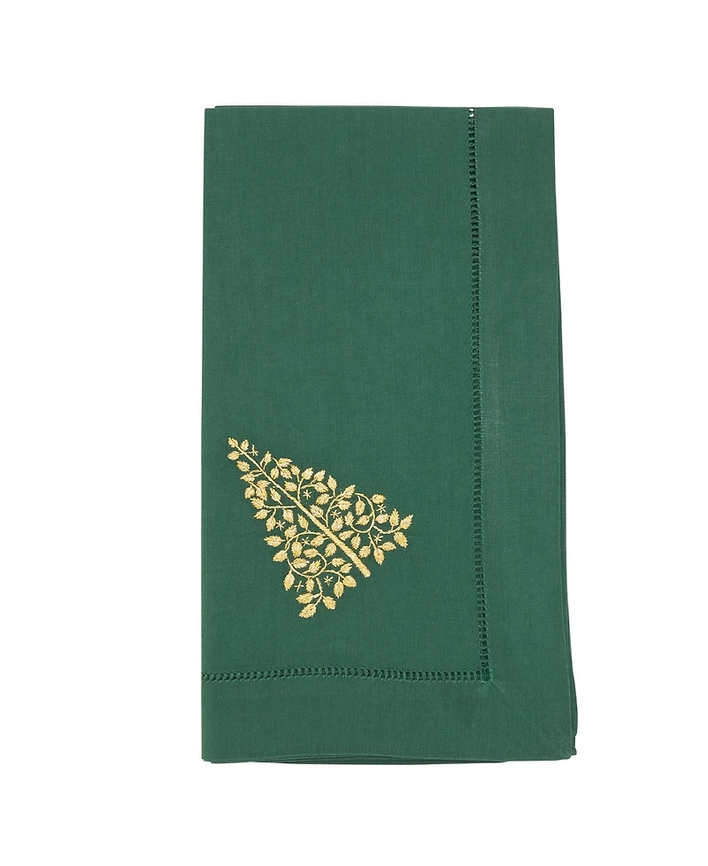 Saro Lifestyle Embr'D Christmas Tree Hemstitch Napkin, Set of 6