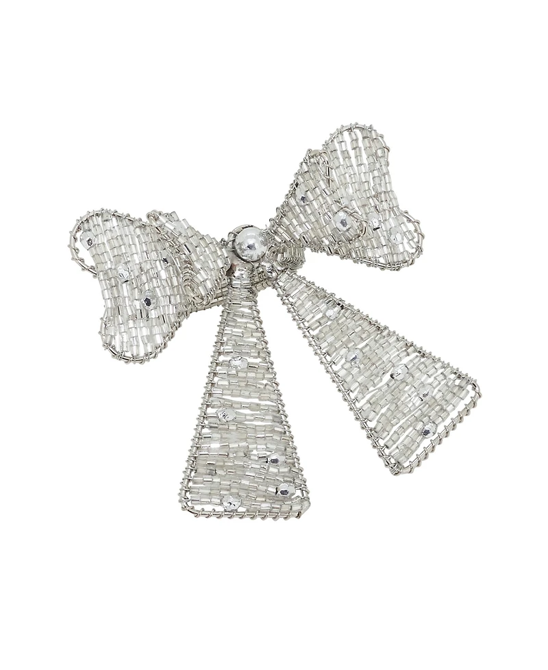Saro Lifestyle Beaded Bow Napkin Ring, Set of 4