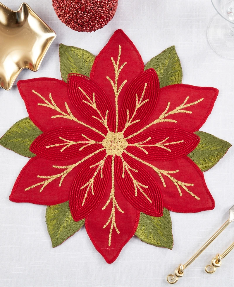 Saro Lifestyle Winter Bloom Placemat, Set of 4