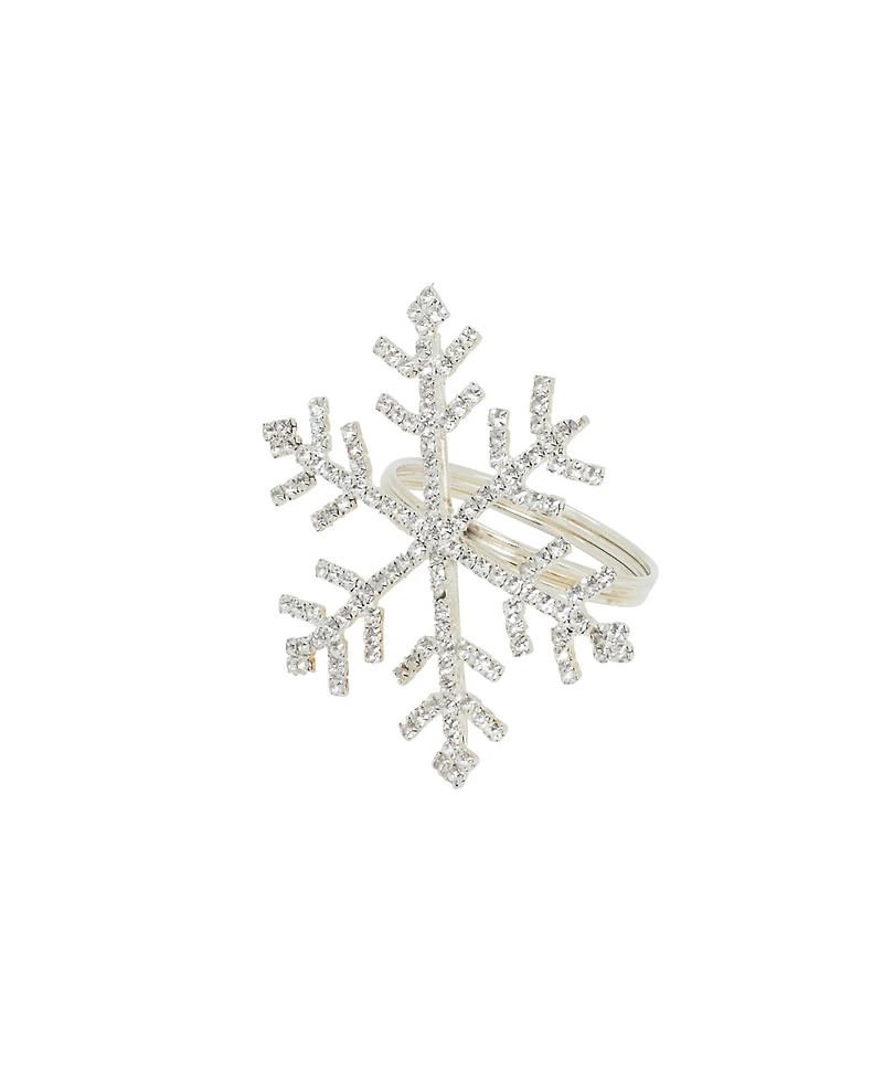 Saro Lifestyle Beaded Snowflake Napkin Ring, Set of 4
