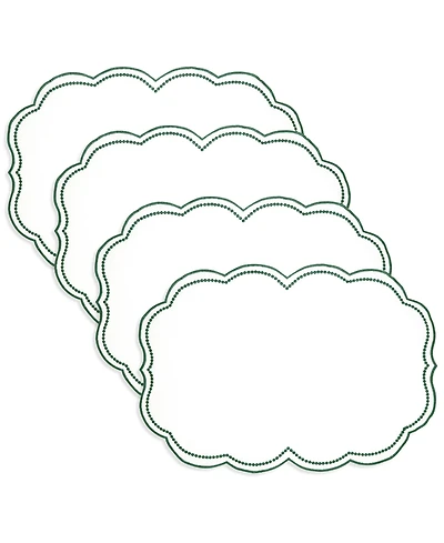Saro Lifestyle Embroidered Polka Dot Placemat with Scallop Edge, Set of 4