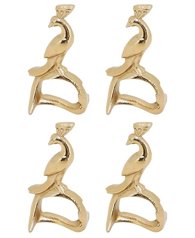 Saro Lifestyle Gilded Peacock Napkin Ring, Set of 4