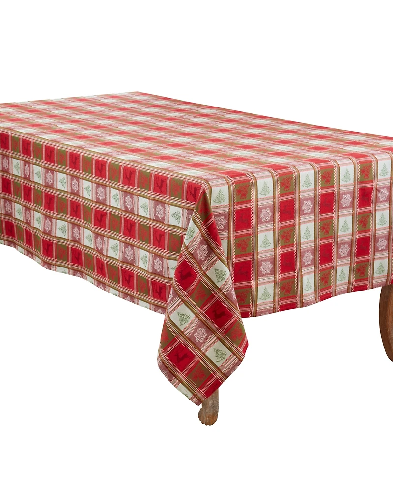 Saro Lifestyle Plaid Jacquard Christmas Tablecloth