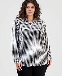 Anne Klein Plus Printed Long-Sleeve Blouse