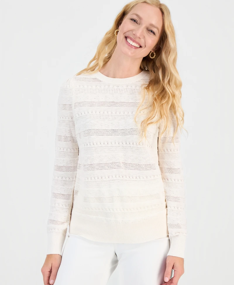 Style & Co Women's Pointelle Crewneck Sweater, Macy's Exclusive