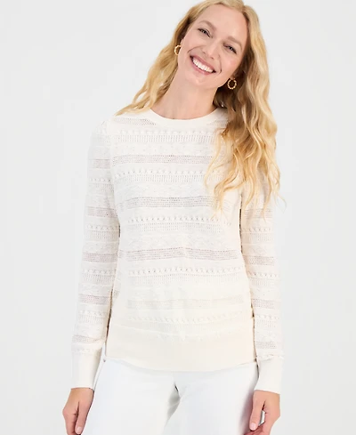 Style & Co Women's Pointelle Crewneck Sweater, Macy's Exclusive